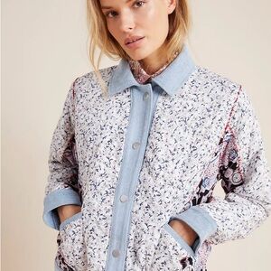 Blank NYC Anthropologie Denim-Trimmed Reversible Patchwork Jacket